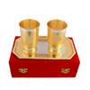 Silver Gold Plated Brass Glass for Drinking Water Set with Tray | Set of 3 | Glass Tumbler 660 Ml| Best Gift for Wedding, Anniversary