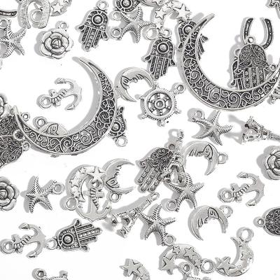 10-50 шт. тибетское серебро, смешанные стили, лунная сливовая башня, якорь, подвески, подвески, ювелирные изделия «сделай сам», аксессуары для изготовления ожерелья, браслета