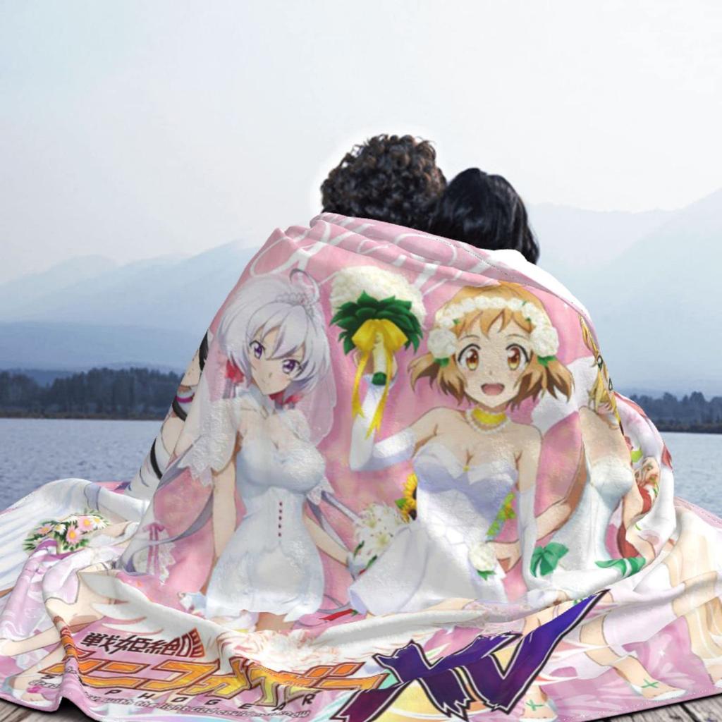 Senki Zesshou Symphogear Flannel Blanket, Soft and Stylish, All-Season, Washable, Cold Weather Protection, Cute, 200*150cm (80"x60")