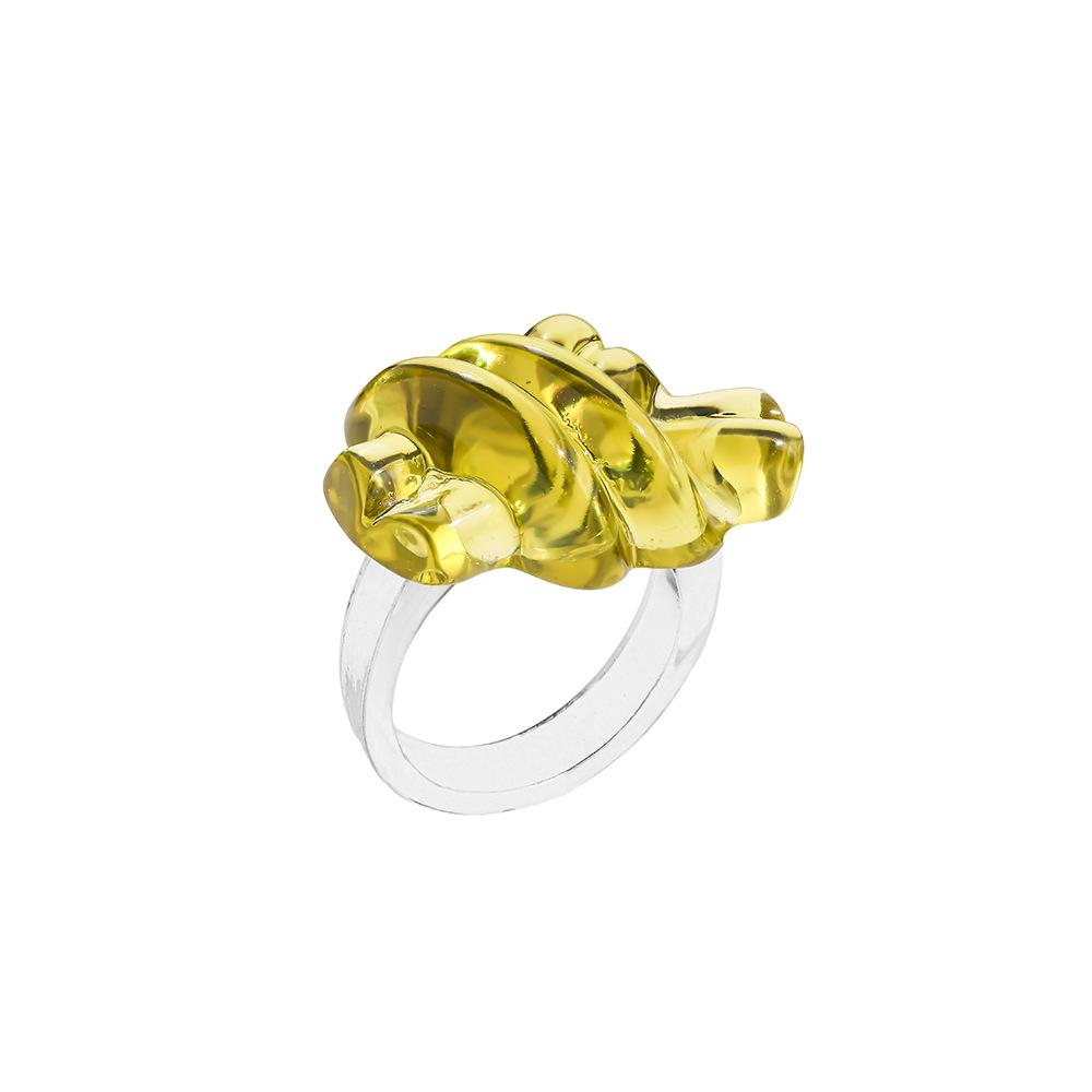 Candy Colored Resin Ring Transparent Geometric Ring Y2K Yabi Size Decorative Ring with Accessories