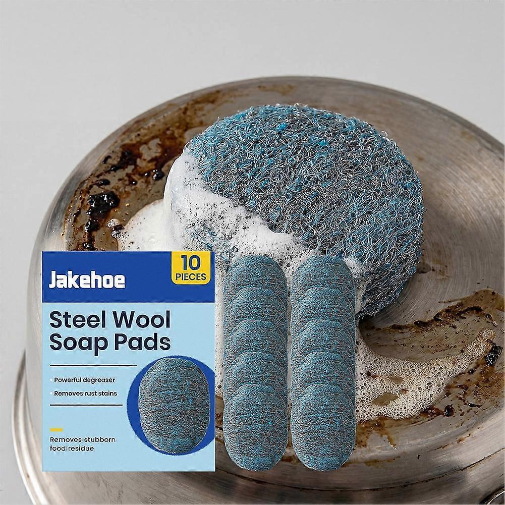 Steel Wool Soap Pads,Reusable Cuts Grease and Removes Rust- 10Pcs/Box
