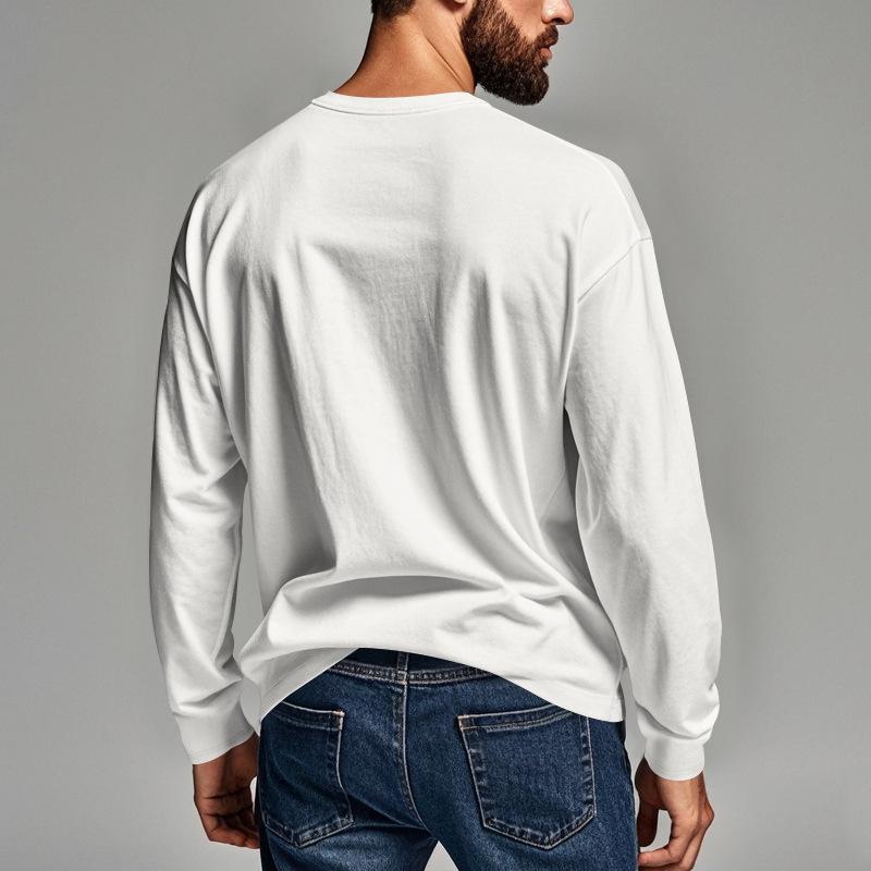Мужская осенне-зимняя футболка с круглым вырезом и длинными рукавами, тонкий дышащий свитер, повседневная рубашка с длинными рукавами, топы