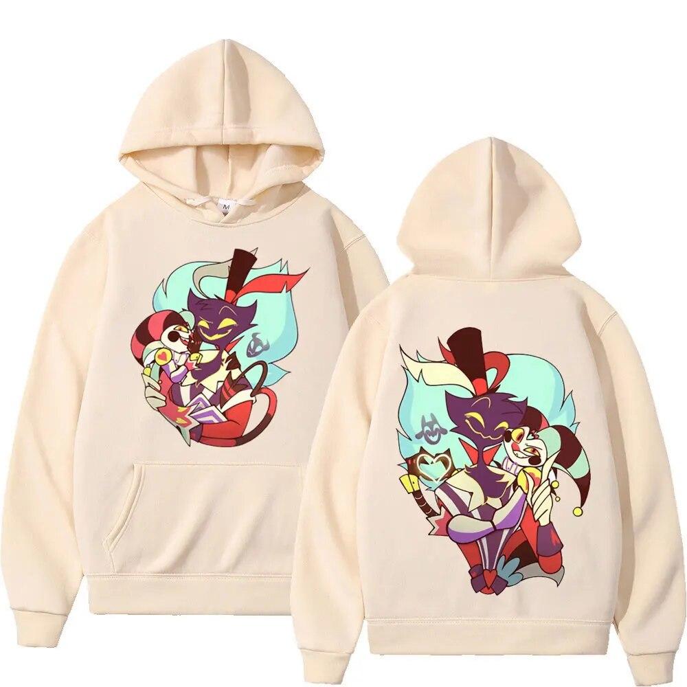 Anime Helluva Boss Double Sided Print Hoodie Unisex Women High Street Fashion Oversized Pullovers Cartoon Trend Hooded Sweatshirts