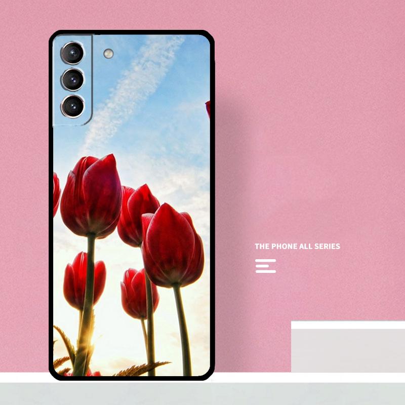 Цветочный чехол для телефона с тюльпанами для Samsung Galaxy S26 S25 S24 S20 S21 S22 S23 Ultra S10 Plus S25 FE Чехол Coque