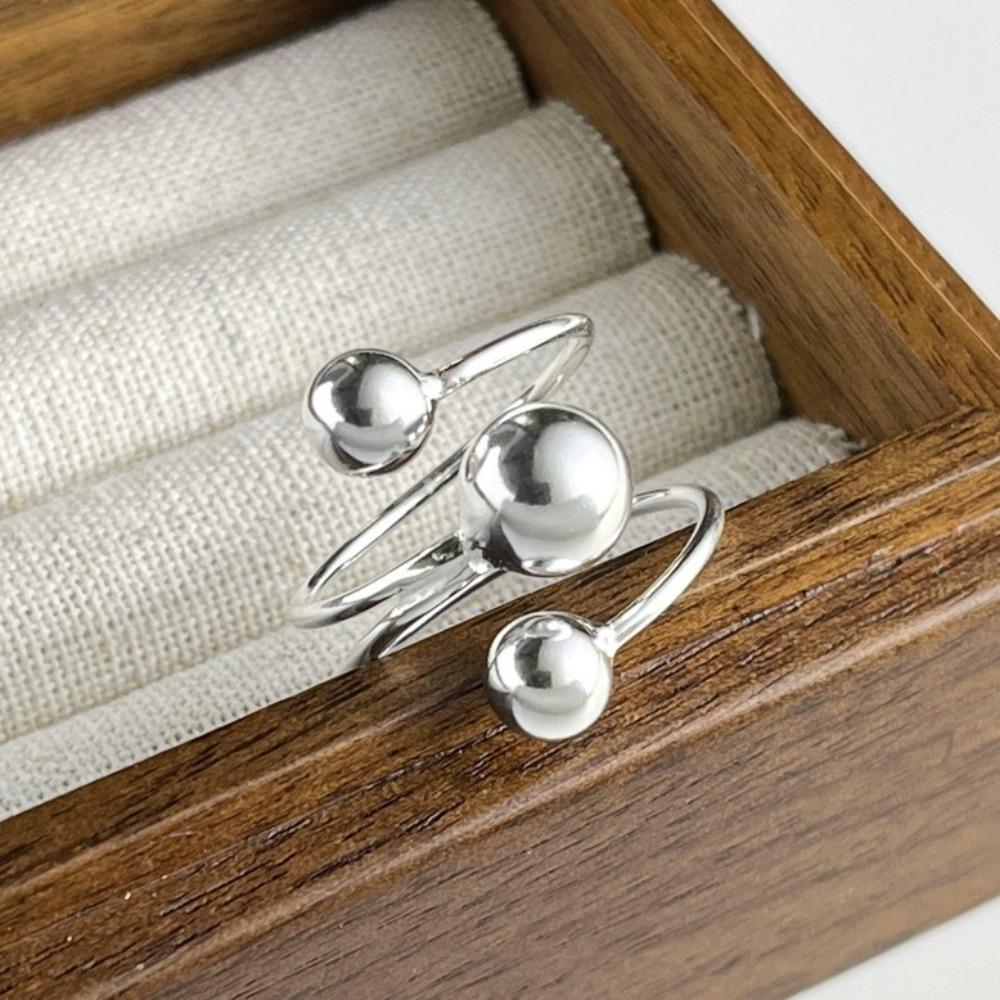 Light Luxury Irregular Planet Ring All-Match Finger Opening Ring Korean Metal Ball Ring Female