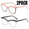 2PACK Black Computer Glasses Frame Women Men Anti Blue Light Square Eyewear Blocking Glasses Optical Spectacle Eyeglass Cat Eye