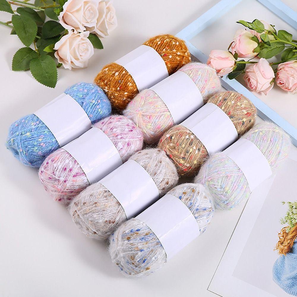 Colored Dots Plush Rainbow Thread DIY Crochet Knitting Soft Hand-woven Scarf