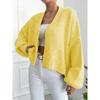 Осень Зима V-образный вырез Однобортный Вязаный Верхняя одежда Женский Свободный Повседневный Однотонный Кардиган Пальто Свитер Топ