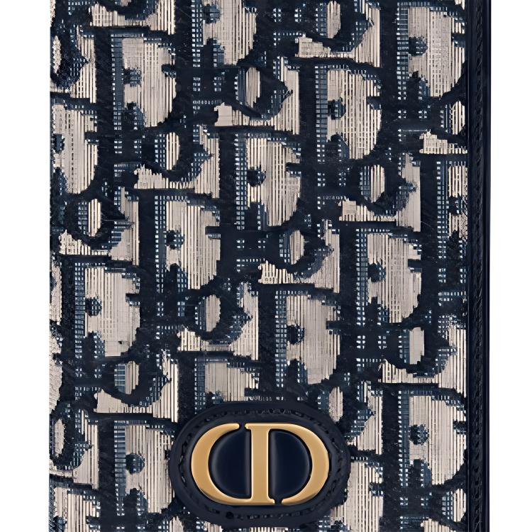 Dior 30 Montaigne Канва с принтом логотипа Держатель для паспорта Женские аксессуары Синий S2095UTZQ-M928