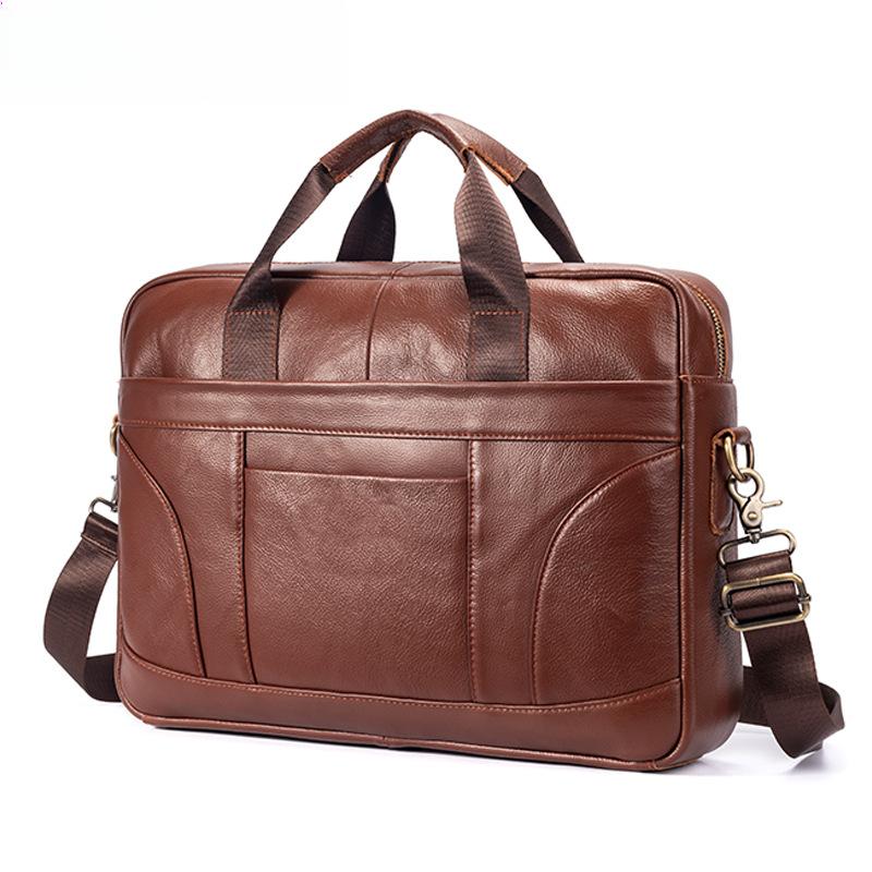 Мужской компьютерный портфель 16 дюймов, большая вместимость, первый слой коровьей кожи, мужская сумка через плечо высокого класса в стиле ретро из кожи