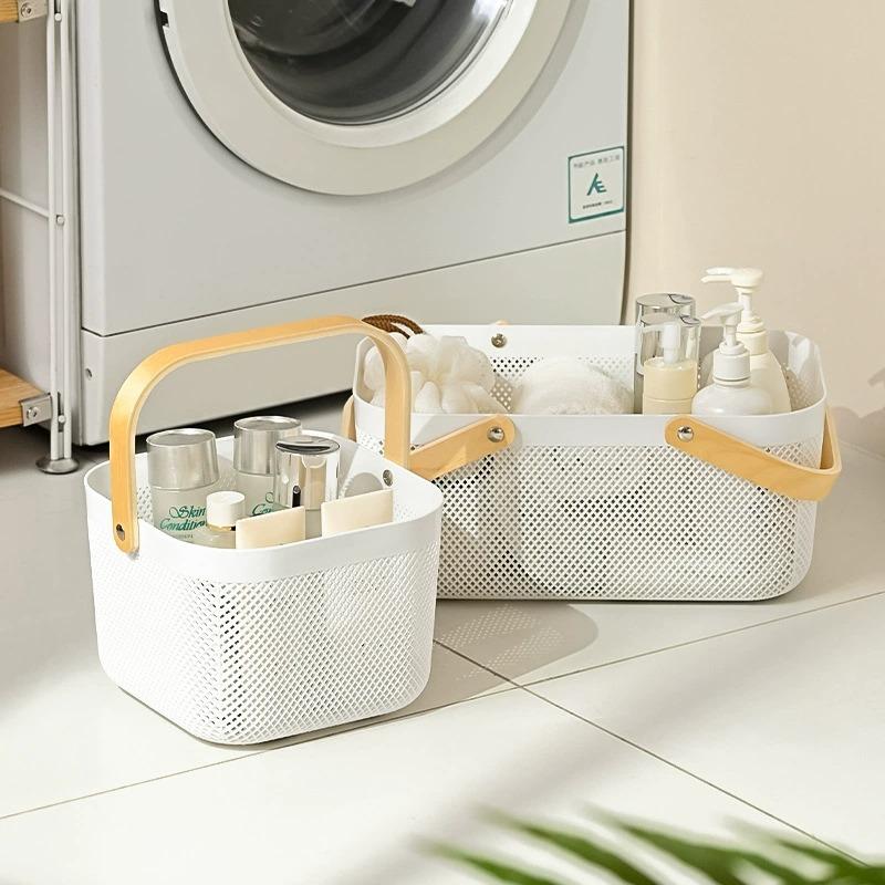 Cesta de almacenamiento de plástico para frutas, verduras, picnic, compras y regalos con asa