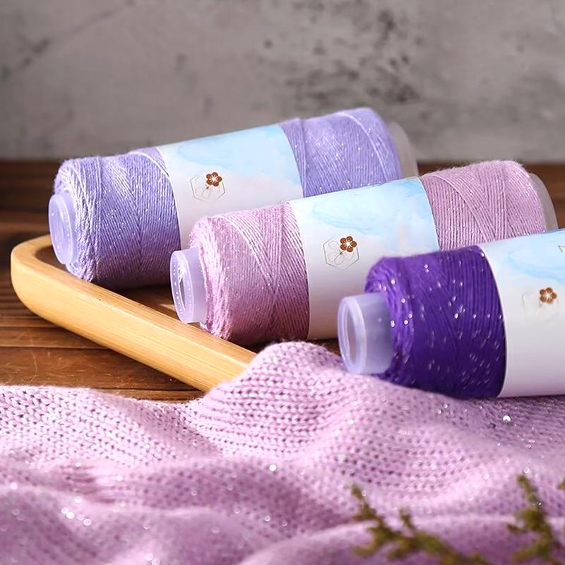 1 шт. Пряжа ручной вязки для подарка, сделай сам, блестящая шелковая нить с пайетками, пряжа из чистого хлопка и натурального шелка ручной работы, вязальная пряжа с серебряной нитью