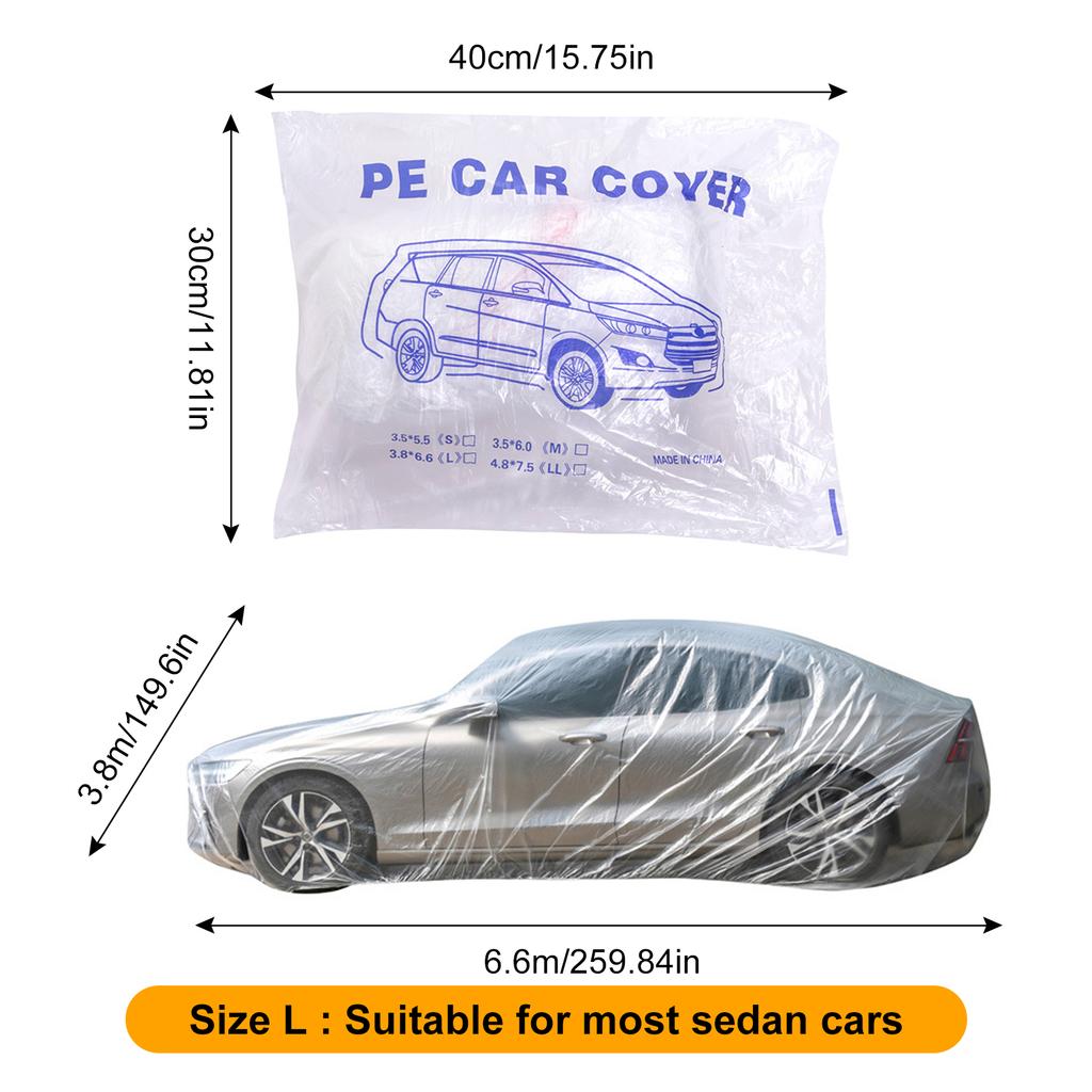 Одноразовый универсальный полиэтиленовый чехол для автомобиля, водонепроницаемый, пыленепроницаемый, толстый, переносной, защитный для автомобиля, для защиты на открытом воздухе