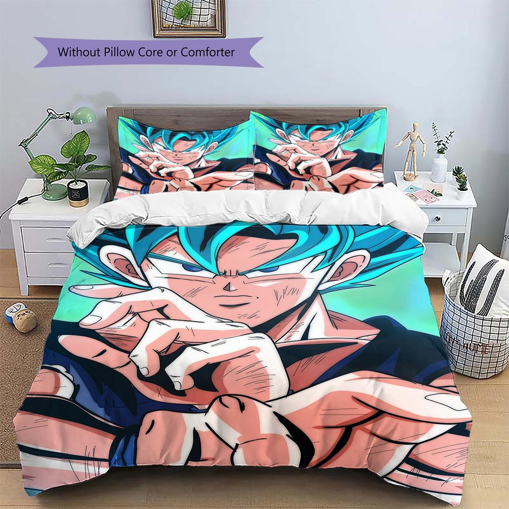 Постельное белье с рисунком Сон Гоку из Dragon Ball, Домашний декор, Подарок на день рождения (1 пододеяльник + 2 наволочки, без наполнителя)