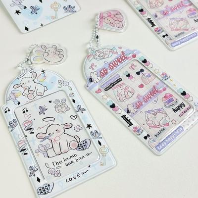 1 шт., милый мультяшный овечек Kpop Idol, чехол для фотокарты, милый карамельный цвет, держатель для студенческого удостоверения личности, портативный брелок, держатель для автобуса