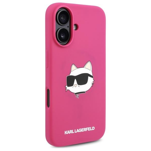 Karl Lagerfeld Klhmp16Sschpplf Iphone16 6.1 Fuksja/Fuschia Hardcase Silicone Choupette Head Print Magsafe