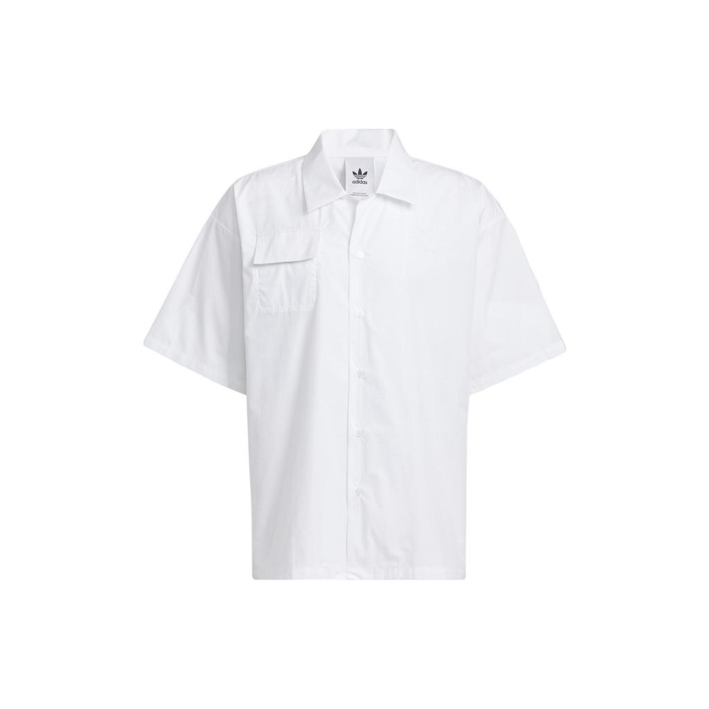 Adidas Originals Trefoil Speed Ss Embroidered Smiley Pattern Solid Short Sleeve Shirt Unisex Tops White HU1236