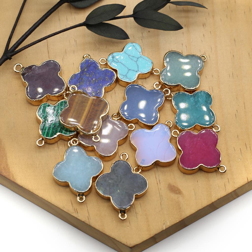 Necklace Connector Natural Stone Lapis Lazuli/Labradorite Quadrangle Connector For Jewelry Making DIY Necklace Bracelet Accessor