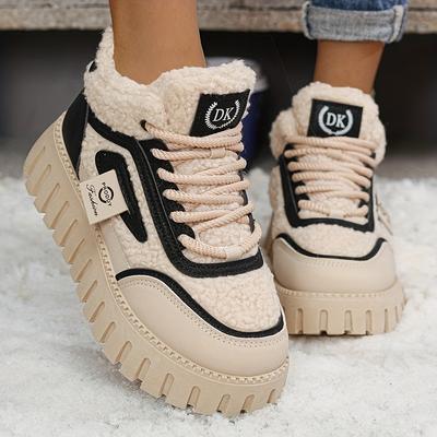 Корейская версия кроссовок для женщин, зимние с плюшевой подкладкой, высокие, студенческие, повседневные спортивные туфли