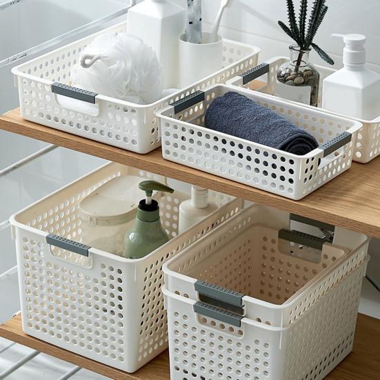 Storage Basket Versatile Hollow Design Storage Box Space-saving Sundries Organizer for Cosmetics Clothes Toy Food