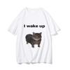 Женские милые футболки с кошкой L 'Wake Up' Забавные классные классические одежда для мужчин и женщин Харадзюку эстетика Винтажная уличная одежда Футболки Футболка