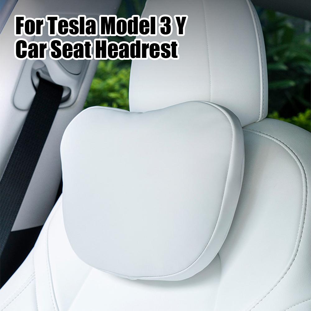 Для Tesla Model 3 Y флокированная/кожаная подушка для автокресла, мягкая подушка для шеи с эффектом памяти, высококачественный подголовник, поясничный подголовник
