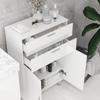 Bathroom cabinet with 2 drawers double-door cupboard and adjustable shelves 60 x 30 x 93 cm glossy white