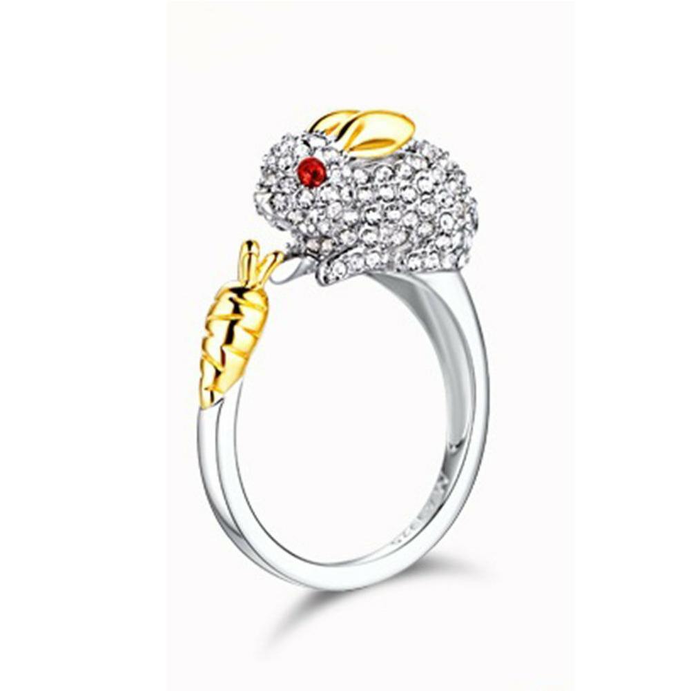 Кубический цирконий Открытые обручальные регулируемые кольца Милый кролик для женщин Кольца в форме животного кролика Еврей W5A1