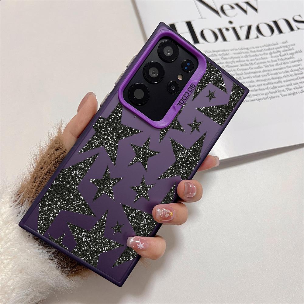 Блестящий чехол для телефона со звездным узором подходит для Samsung S25 24 23 22 21 20 Plus/Ultra/FE, противоударная задняя крышка