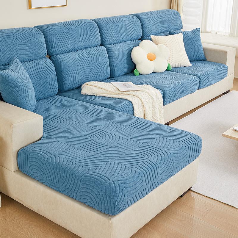 Universal Thickened Sofa Cover for All Seasons, All-inclusive Summer New Jacquard Velvet Non-slip Stretch Sofa Cover for Living Room