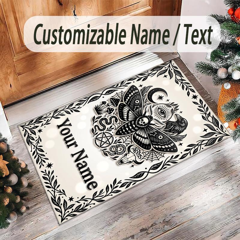 Landscape Theme Crystal Velvet Floor Rug Personalized Custom Name Text Warm Carpet Home Decoration