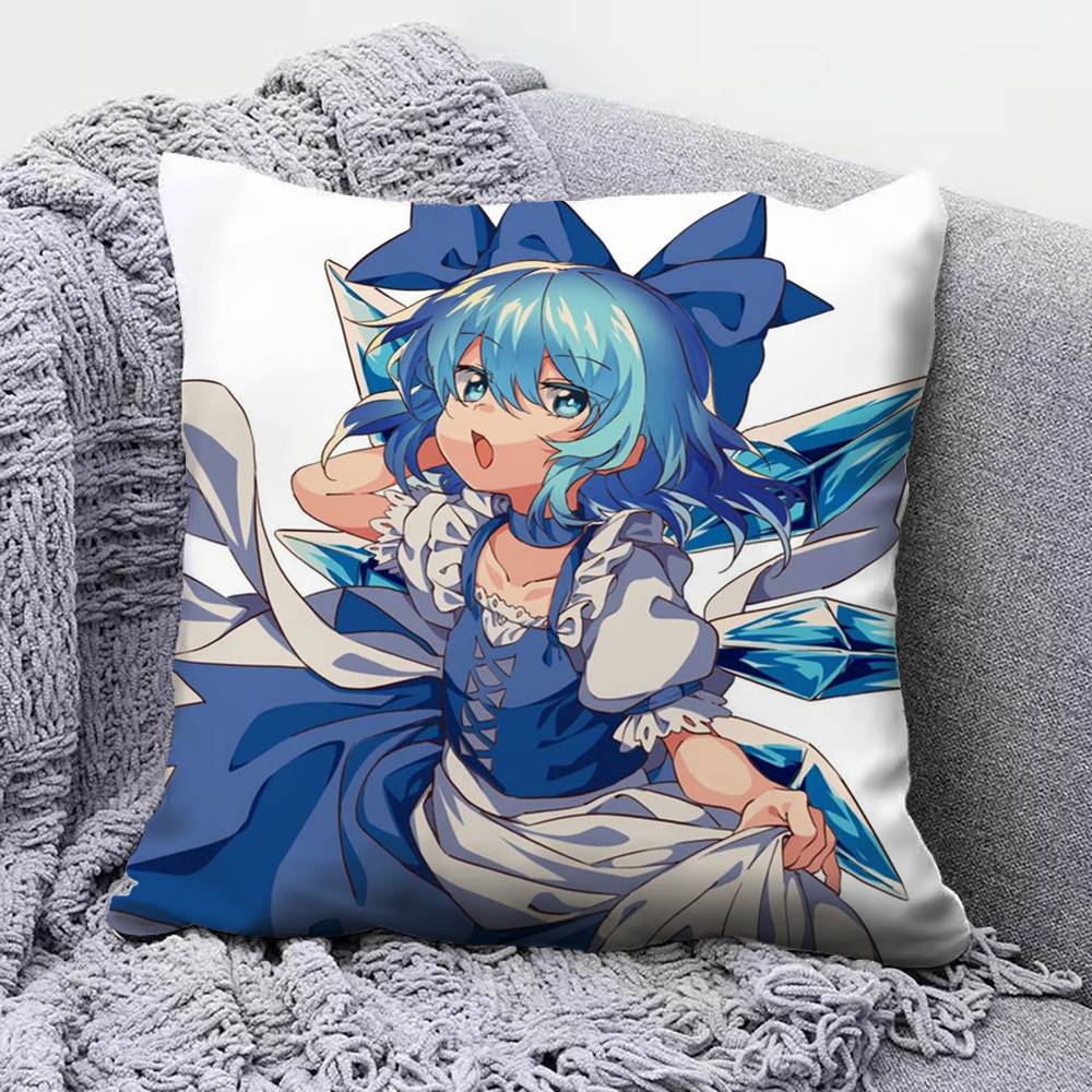 TOUHOU Project Cirno Cute Anime Girl Pillow Covers Home Sofa Cushion Covers and Aecorative Custom