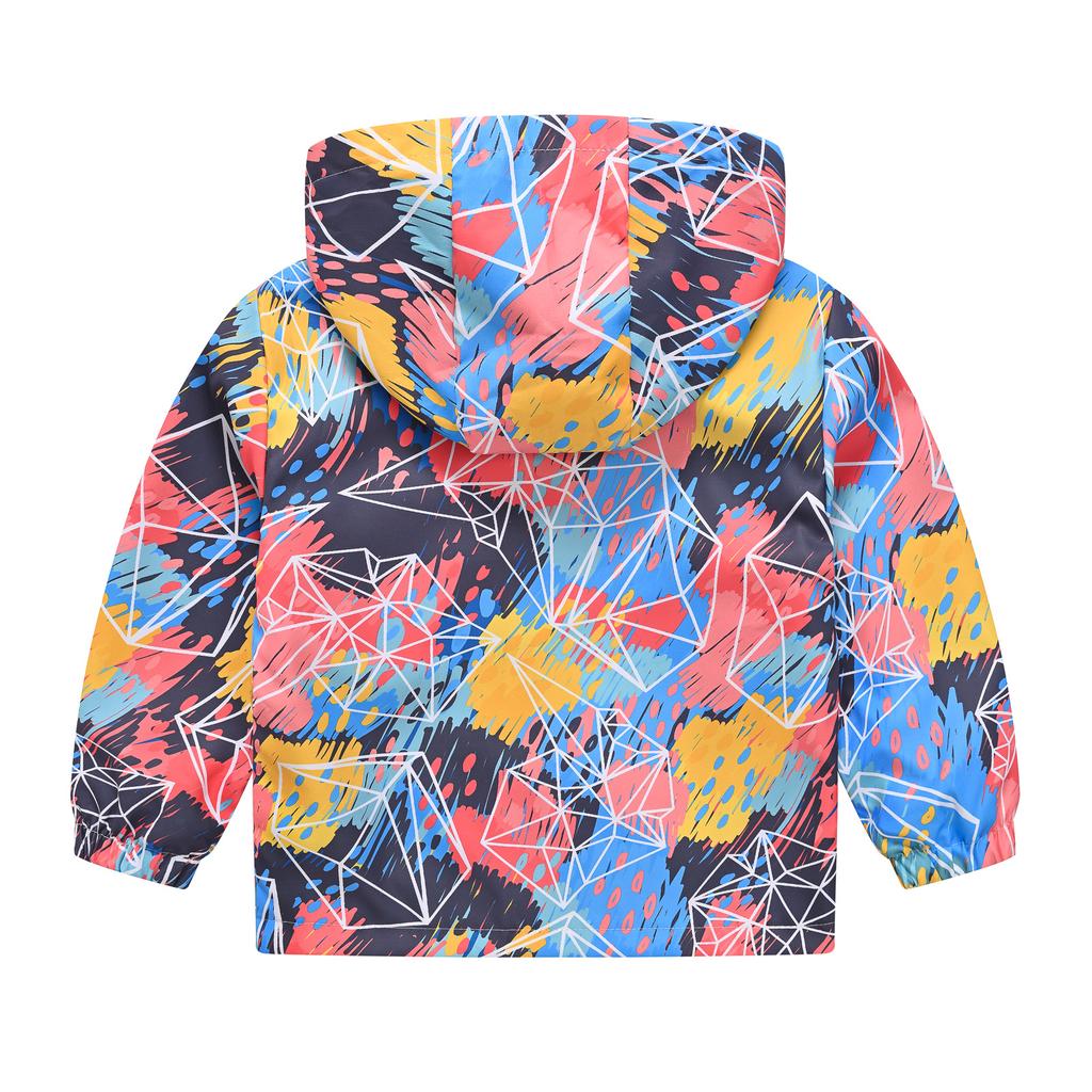 Куртка с капюшоном для мальчиков и девочек среднего и большого возраста с разноцветным принтом, легкие модели модных курток, детская одежда