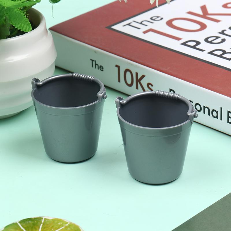 2Pcs 1:12 Mini Cute Buckets Decoration Miniature Toy Kitchen Room Accessories