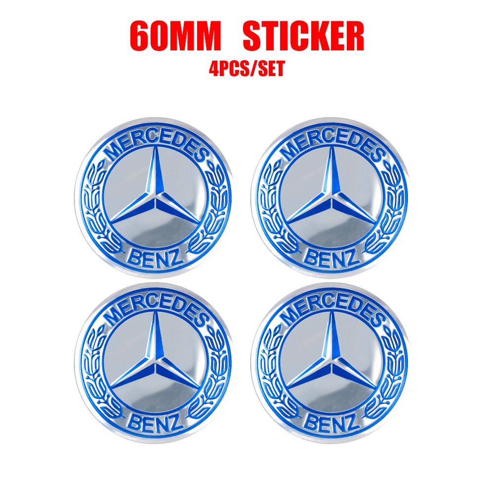 56/60/65mm Aluminum Auto Wheel Center Cap Stickers Benz Badge Tire Accessories For Mercedes Benz G S R C E B A Class E300 S200