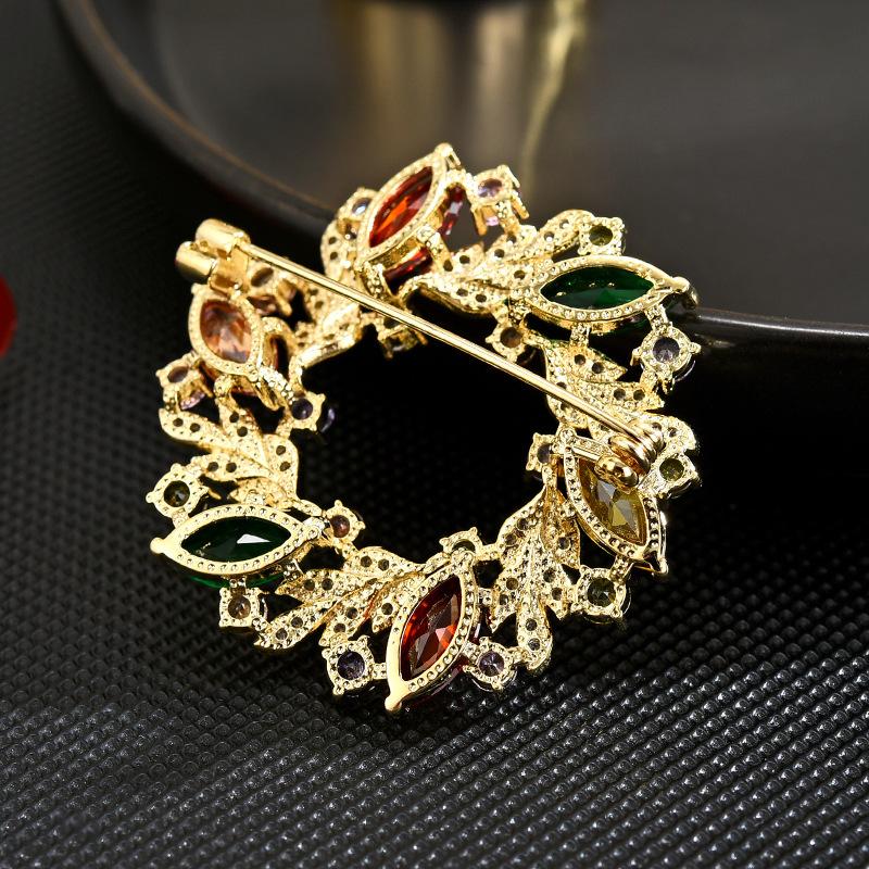 High-End Luxury Color Zircon Ring Bauhinia Corsage Atmospheric Brooch Suit Accessories