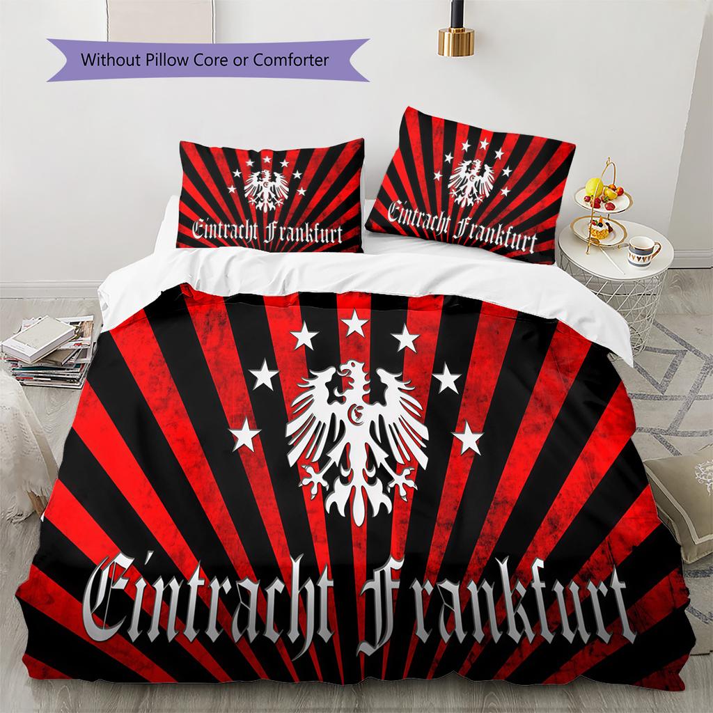 Eintracht Frankfurt Pattern Bedding Quilt Set Quilt Cover Pillowcase Home Decoration Birthday Gift (1 * duvet cover + 2 * pillowcase, without core)
