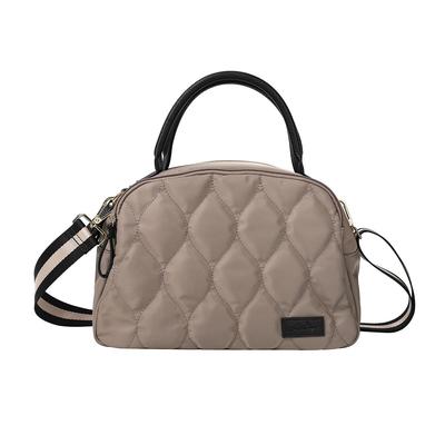 Женская сумка-тоут Lizdays, легкая, стеганый нейлон, 2-в-1, водоотталкивающая, отдельно стоящая, на плечо (Серый БежевыйЧерный)