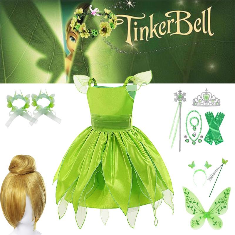 Children's Tinker Bell Fairy Princess Dress Polyester Fiber Fabric Perfect For Kids' Halloween Cosplay 80-150cm