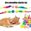 Interactive Bouncy Ball with Tail Colorful Fuzzy Worm Bouncy Ball Cat Toy Rainbow Worm Cat Chasing Toy for Indoor Cats