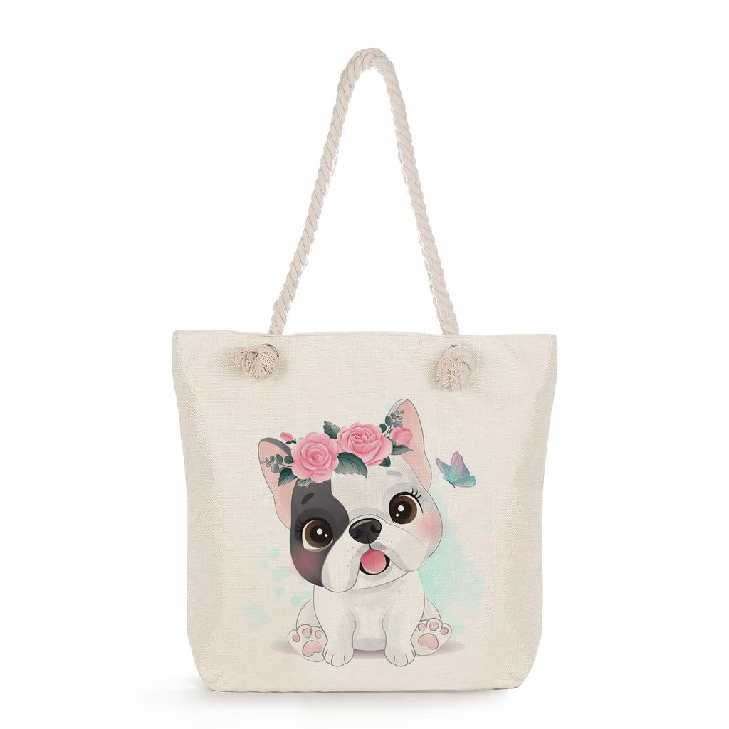 Animal print thick rope single-shoulder beach bag 7286 CLE