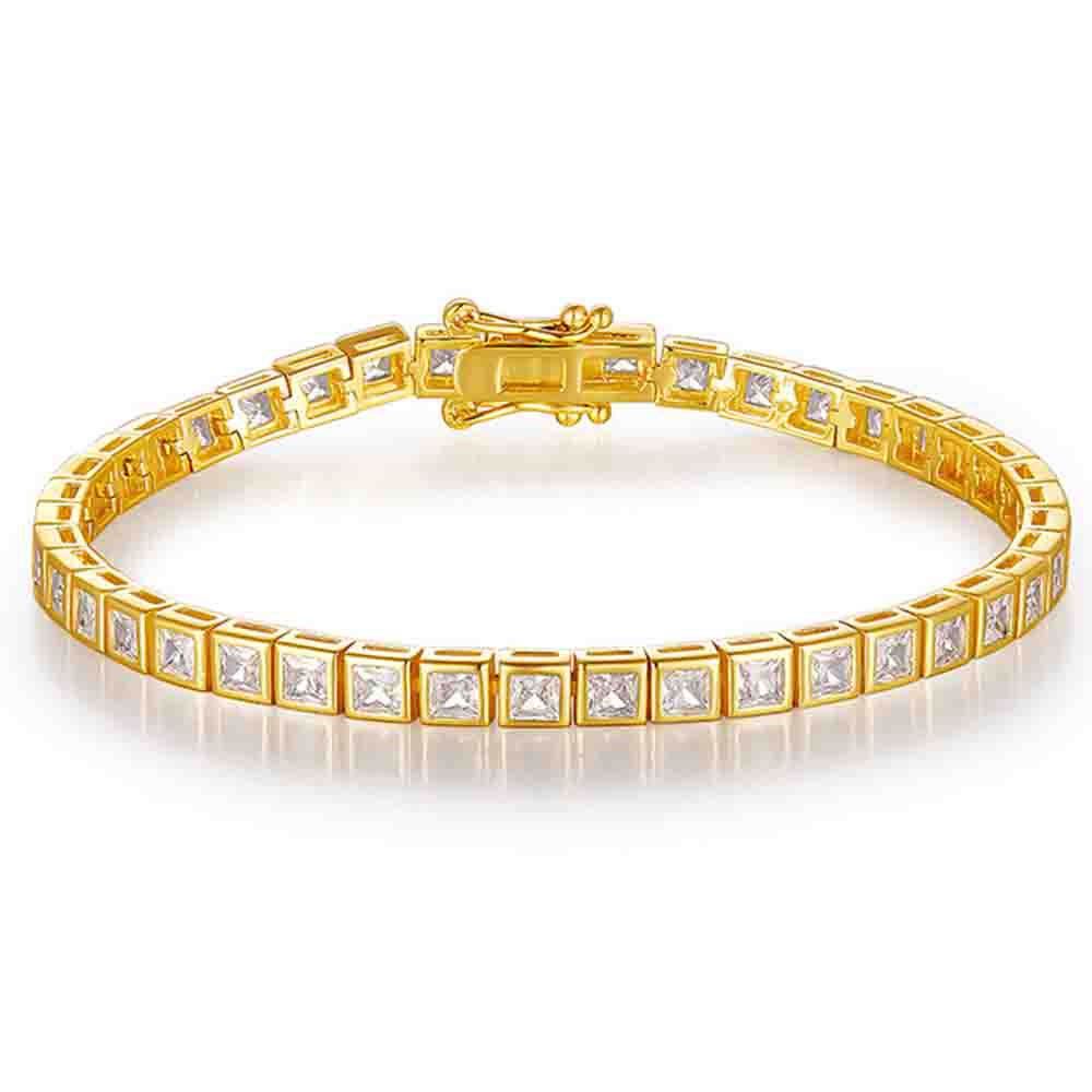 WUIHA Hip Hop Rock 925 Sterling Silver 4 MM Princess Cut VVS1 D Color Real GRA Moissanite Diamonds Bracelet Bangle Fine Jewelry