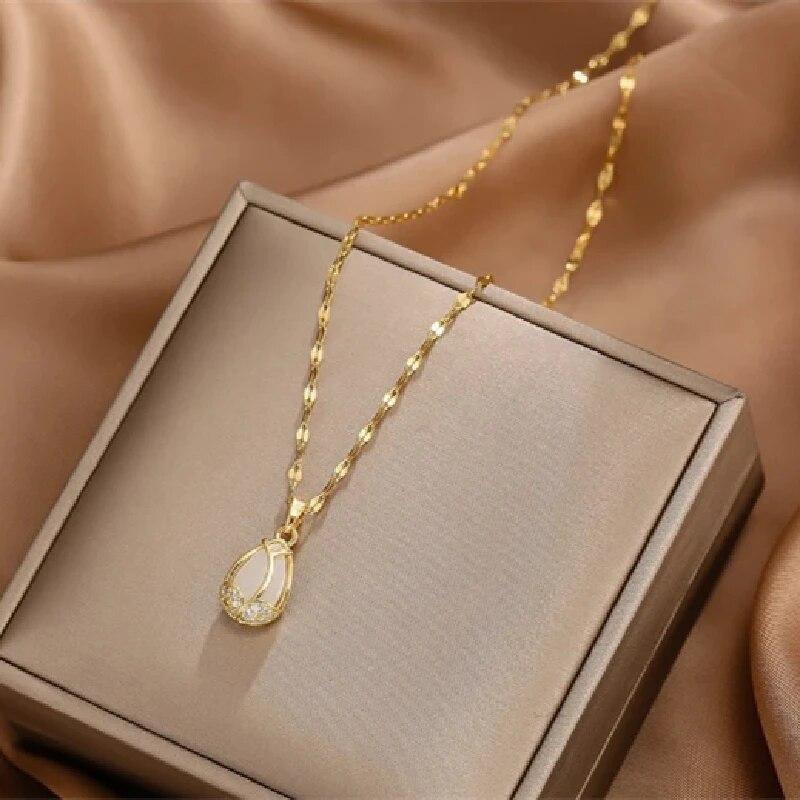 1 шт. Роскошная серия «Тюльпан» с холодным ветром, позолоченный медный кулон на цепочке из нержавеющей стали, комбинация ожерелий