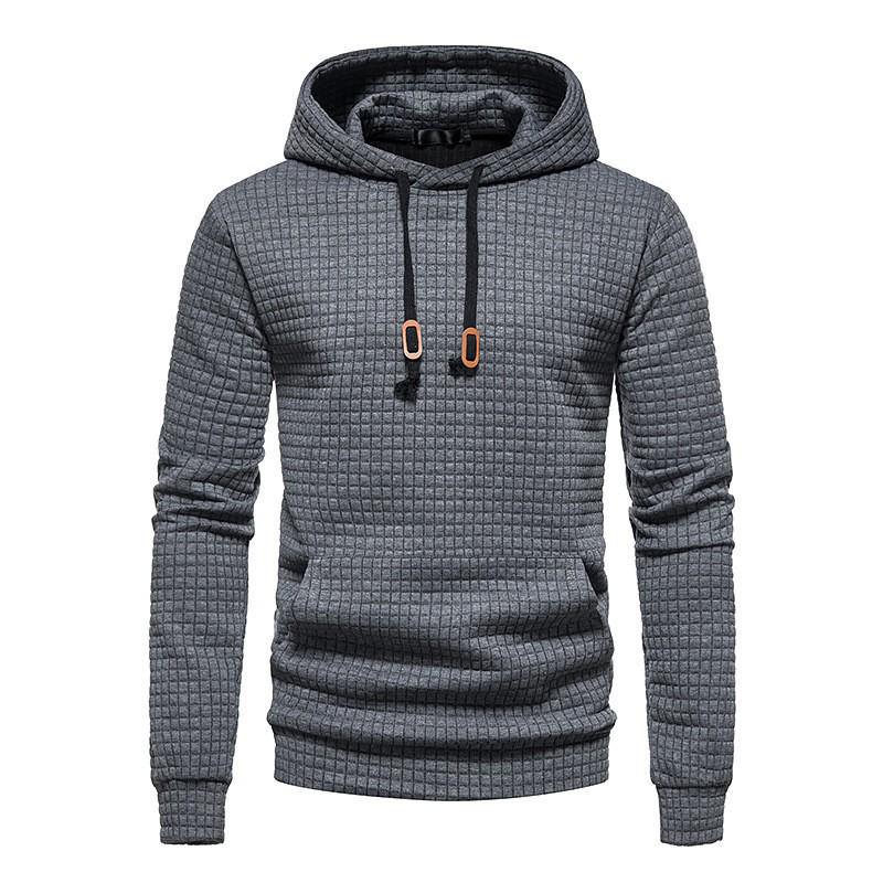 2024 New European Men's Quilted Plaid Cotton Hooded Sweatshirt