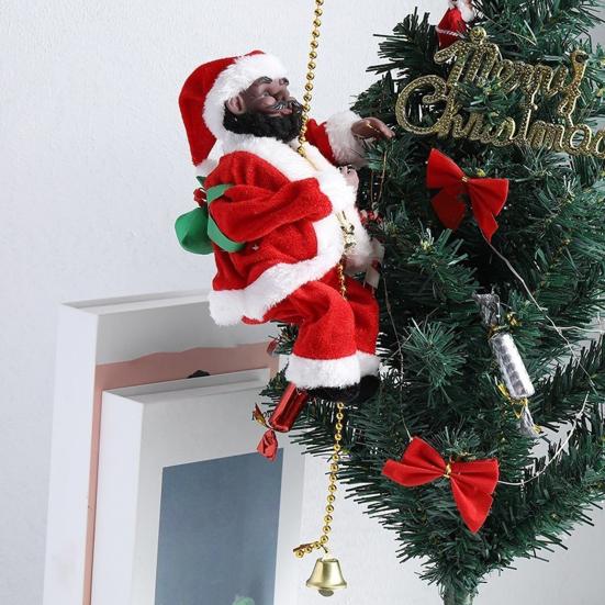 Электрический Санта-Клаус, альпинистская кукла на батарейках, поднимается и спускается на Рождество
