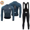 BIEHLER-Thermal Fleece Cycling Clothing Long Sleeves Warm Jersey Set Windproof Sportswear MTB Road Bike Winter