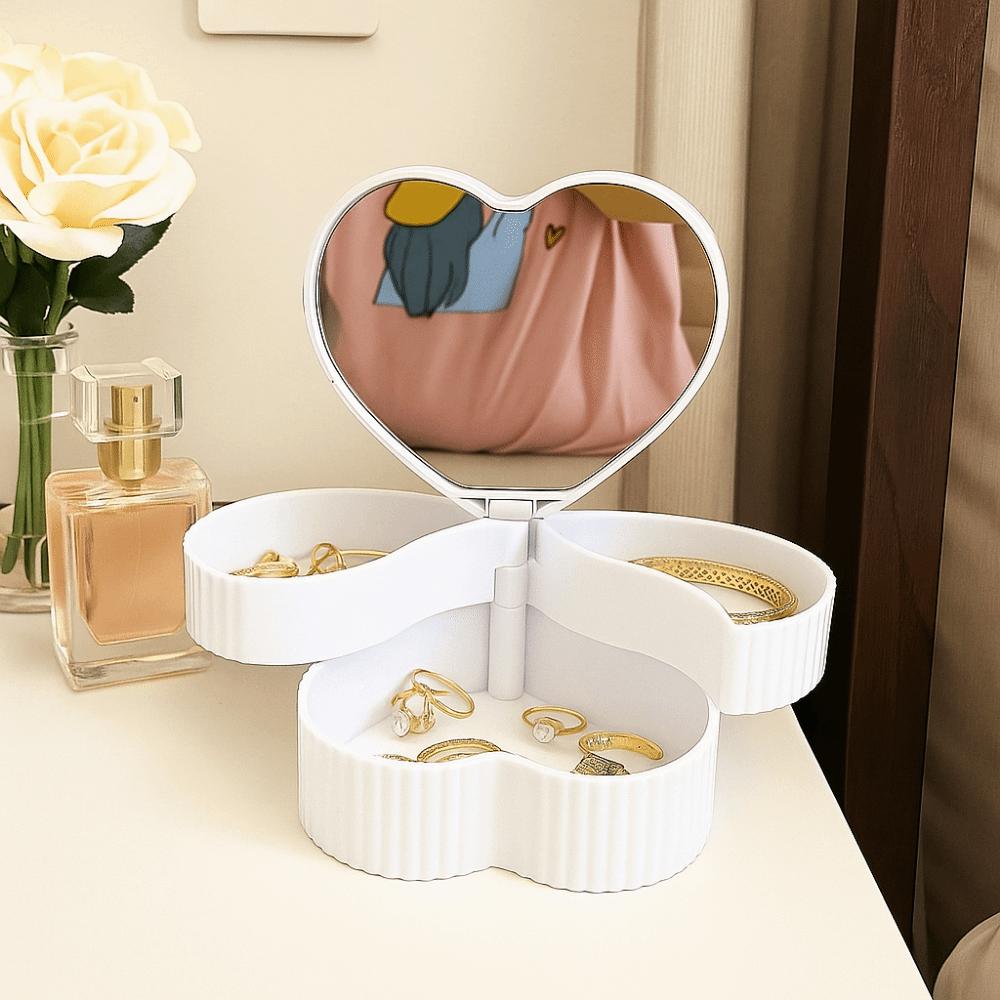 Rotating Heart Shape Jewelry Boxes Double Layer Jewelry Storage Boxes Jewelry Organizer Gift Box