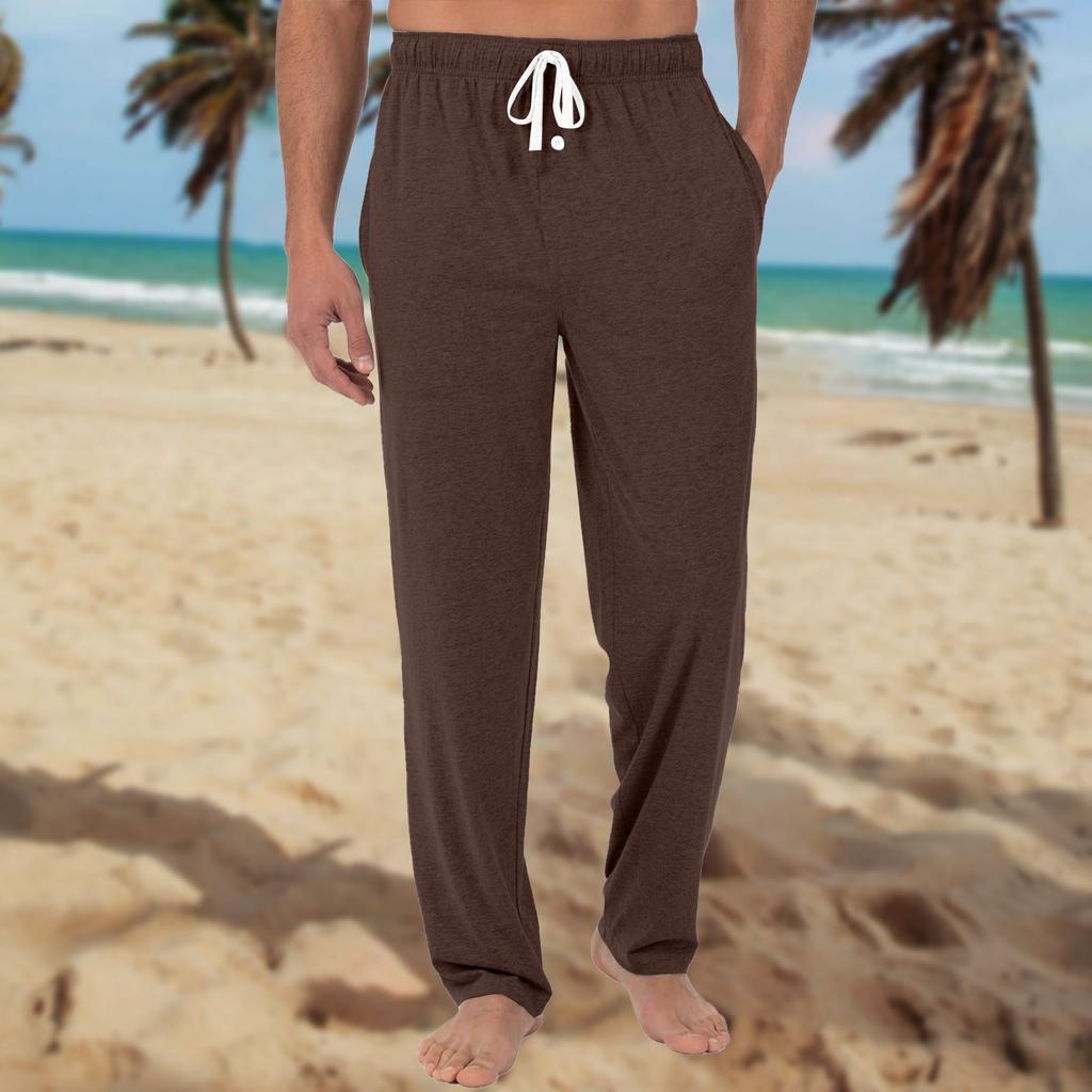 Мужские трикотажные модные повседневные брюки с напечатанным карманом, пижамные брюки