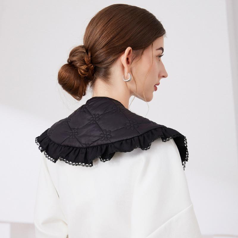 Girls Big Lapel Shoulder Wraps Shawl for Womens Black Bowknots Fake Collars Ladies Removable Neck Collar Detachable Scarves
