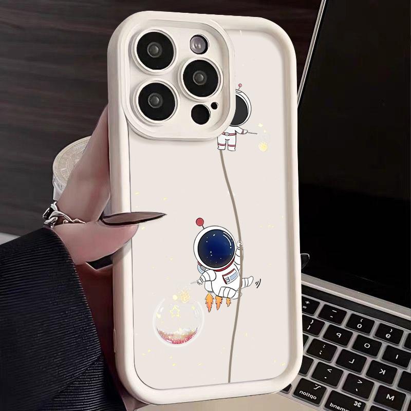 Чехол для телефона с астронавтами в космосе iPhone 15 Pro Max 11 12 13 16 14 Plus Силиконовый противоударный чехол Защитная оболочка для объектива